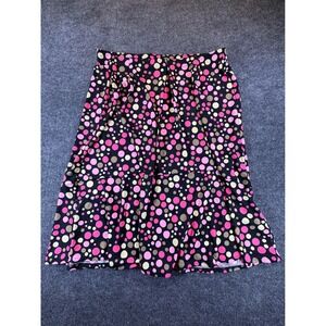 Norton & Co Womens XL Polka Dot A-Line Skirt Pink Black Tiered Midi RN67803